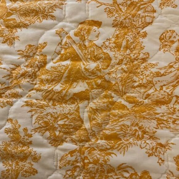 French Toile Cotton King Figural Bedspread. No label on it. - Picture 3 of 10